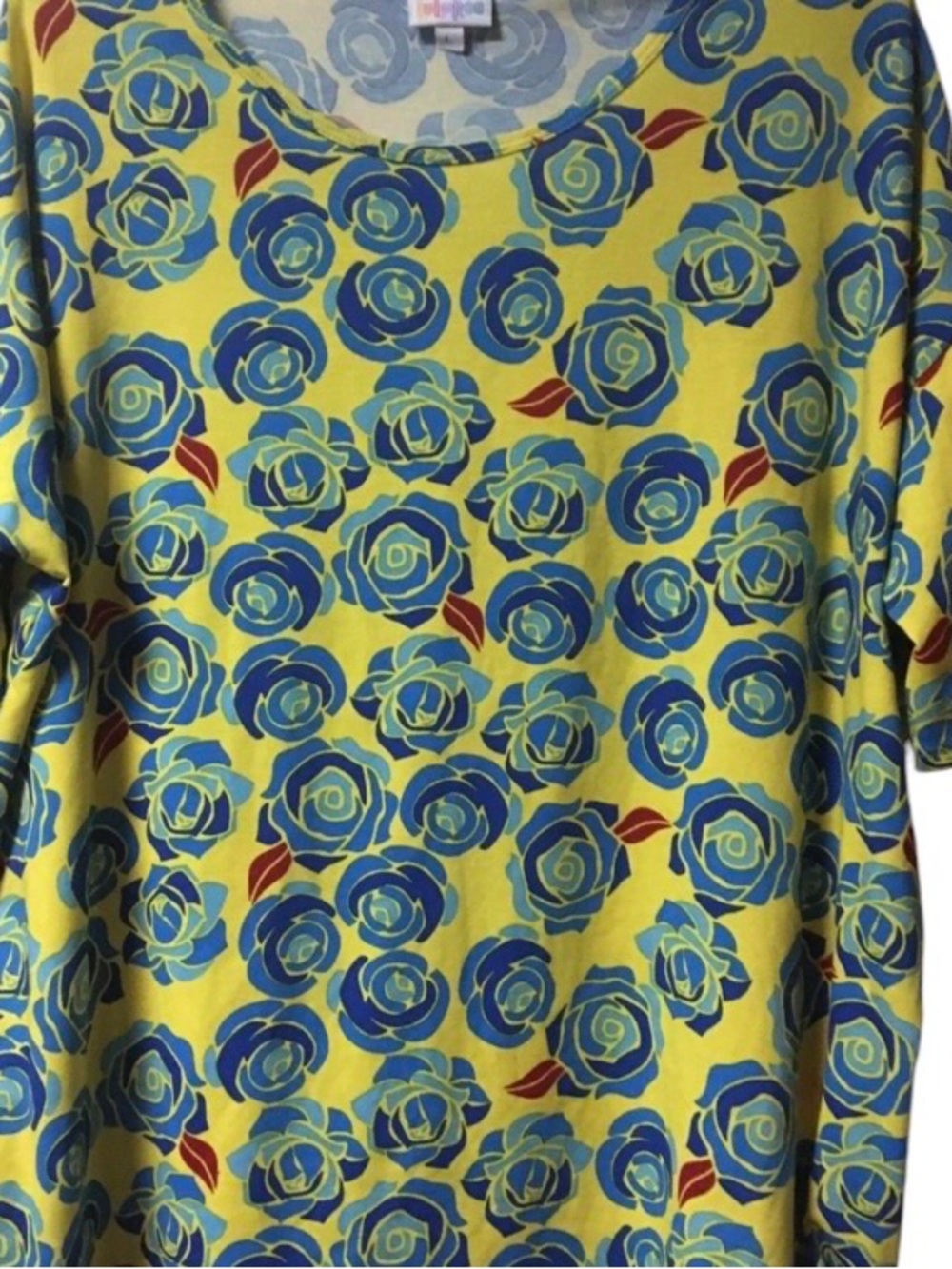LulaRoe ~ Top ~ Irma ~ Large ~ Blouse~Vibrant Blue ~ Floral Rose Pattern~Shirt
